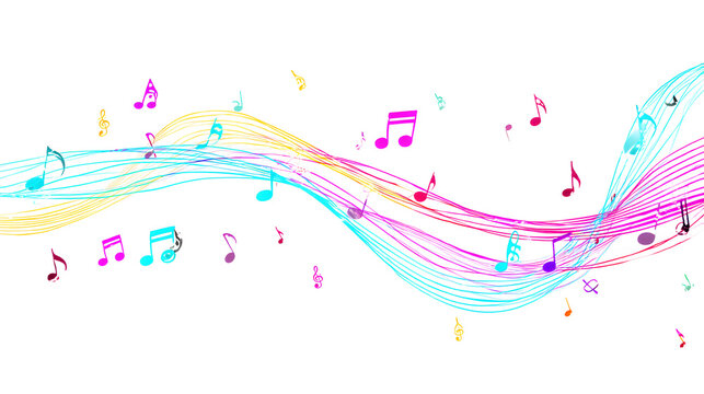 Colorful Music Notes Wave Abstract Artwork