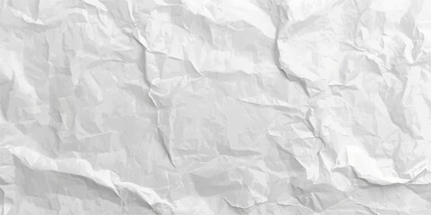Fototapeta premium Abstract white crumpled paper texture background with realistic wrinkled and folded sheet details, soft gray creased surface for modern design and templates.
