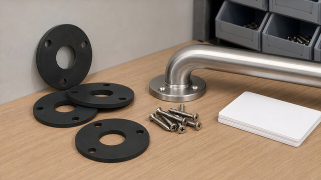Restroom grab bar flange gasket kit with blank cards