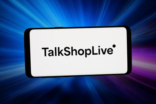 Stuttgart, Germany - 06-22-2026: In this photo illustration, the logo of US social selling company TalkShopLive (TSL) is displayed on a smartphone in front of abstract background on computer screen.
