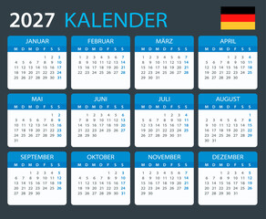 2027 Calendar Germany - vector template graphic illustration - German version © Porcupen