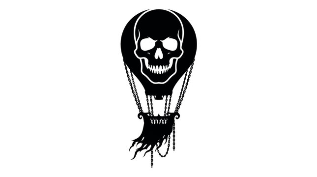 Halloween Gothic Skull Hot Air Balloon Silhouette, Halloween Skeleton Balloon Silhouette 