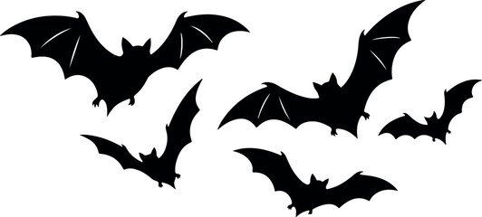 Eight spooky carved jack o lanterns on a white background. Halloween day bats silhouette spooky vector illustration for october 31st © Ragia