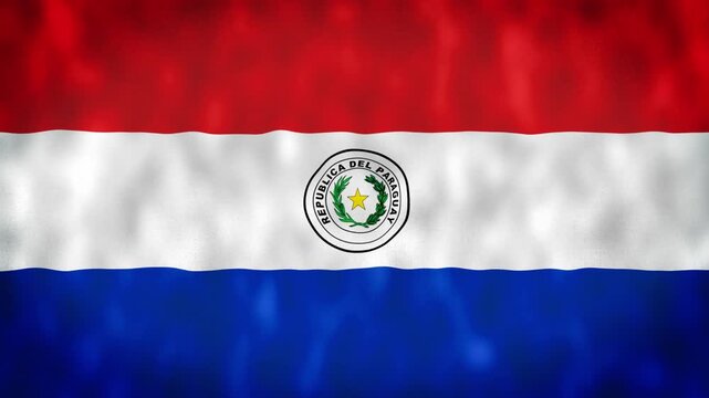 Paraguay National Flag Waving Animation With Realistic Fabric Texture. 4K Seamless Loop Of The Paraguayan Flag With Realistic Fabric Movement, Patriotic Symbol. National Pride Concept.
