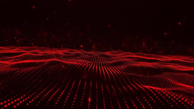 red laser light rays sweeping across dark background