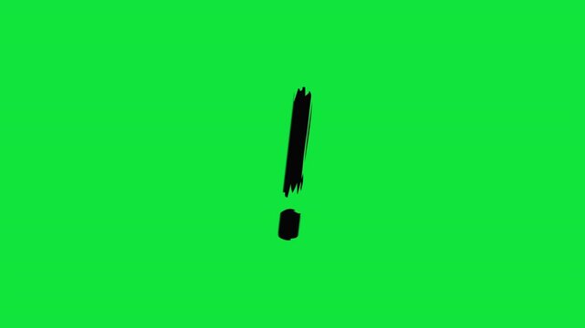 Exclamation Mark Brush Stroke Animation on Green Screen