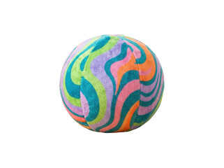 Obraz premium A colorful plush ball with a wavy psychedelic pattern, isolated on transparent background
