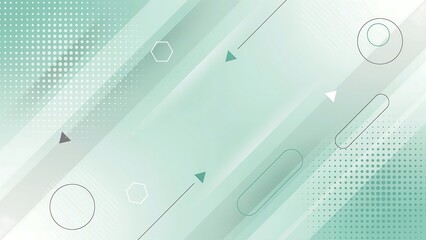 Geometric shapes and patterns on a green background with lines and dots design element