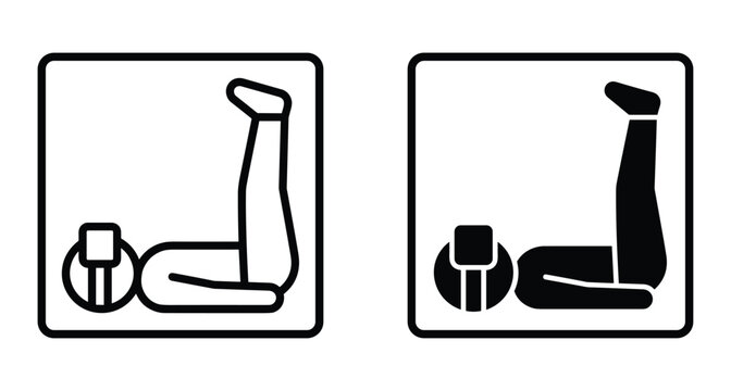 Leg raise exercise icon set showing person lying on back with vertical legs for core workout fitness training and pilates gym routine