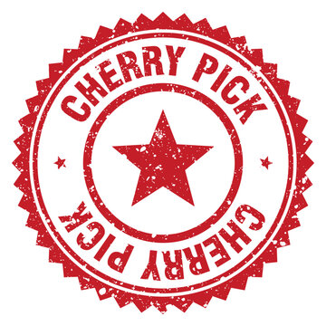 cherry pick red grunge round stamp. cherry pick stamp
