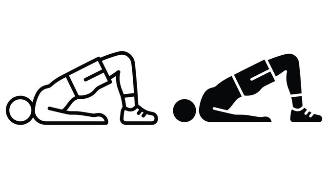 Glute bridge exercise icon showing person lying on back lifting hips for fitness workout training and physical therapy routine strength building