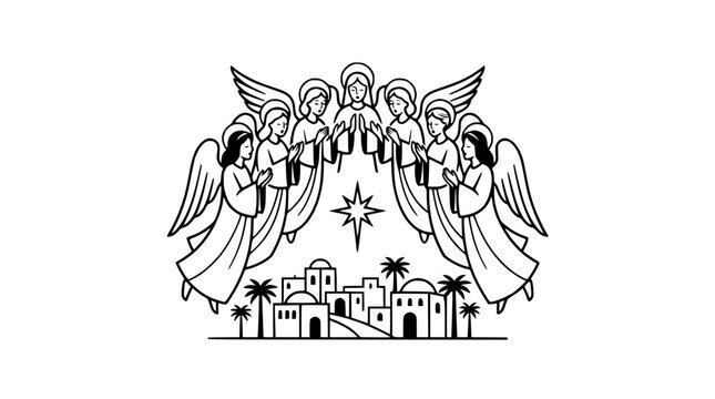 Angels Singing Above Bethlehem Star