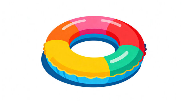 A simple flat illustration of a colorful inflatable swim ring