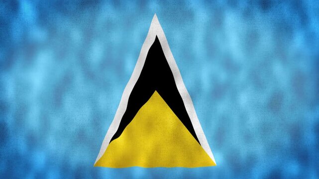 Saint Lucia National Flag Waving Animation With Realistic Fabric Texture. 4K Seamless Loop Of The Saint Lucian Flag With Realistic Fabric Movement, Patriotic Symbol. Independence And National Pride Co