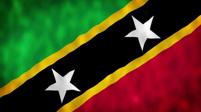 Saint Kitts and Nevis National Flag Waving Animation With Realistic Fabric Texture. 4K Seamless Loop Of The Saint Kitts And Nevis Flag With Realistic Fabric Movement, Patriotic Symbol. Independence.