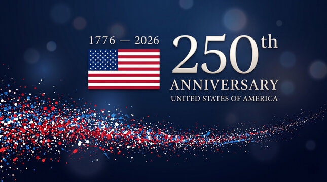 Blue Patriotic Background Celebrating the 250th Anniversary of the United States of America 1776 to 2026