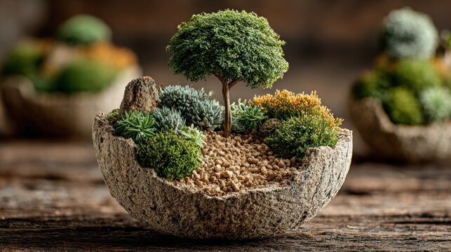 Miniature Earth planted in soil with sprouting green plant, ecological awareness and sustainable future concept