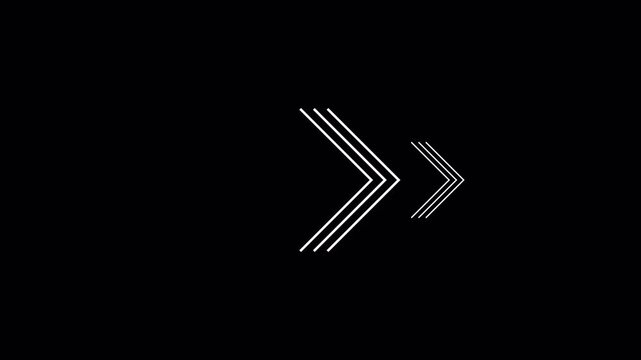 Animated White Arrows Moving Right on Black Background