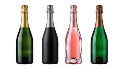 Champagne and wine bottles collection set isolated © PNG Lab