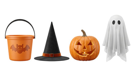 Classic Halloween character bucket and props set © PNG Lab