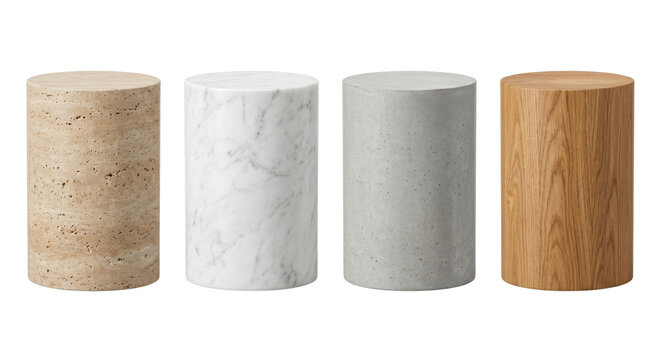 Empty minimalist stone and wood podium blocks