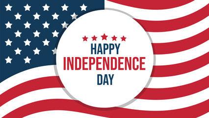 Fototapeta premium happy independence day patriotic illustration with american flag background and circular badge celebrating united states freedom liberty national pride and heritage
