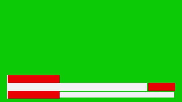 A simple graphic animation of the movement of bottom text shapes consisting of a red line and a white text box.