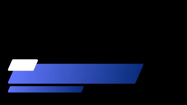 A simple graphic animation of the movement bottom text shapes consisting of a blue line and text box.