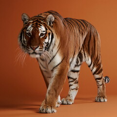 Fototapeta premium Powerful Tiger Stealthily Walking Through Dense Underbrush, Radiating Raw Energy and Intensity in the Wild