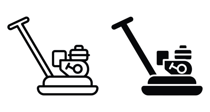 plate compactor icon set for construction roadwork soil compaction industrial machinery equipment heavy duty tool building site maintenance engineering project