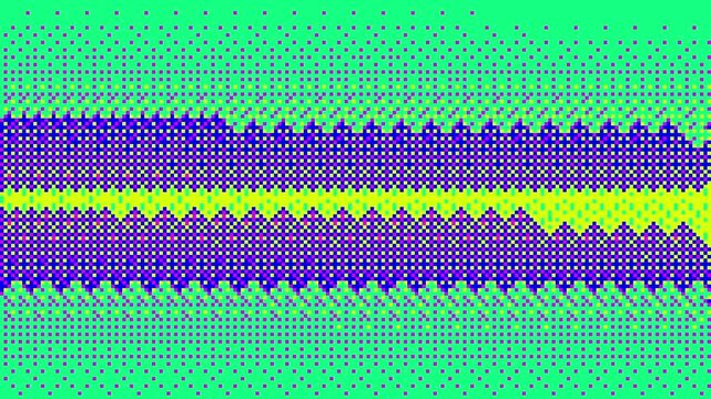 Colorful video pixel retro 8bit video game animated background, square tiles animated retro neon green violet video game pixelated background, background video pattern 80s, 90s texture