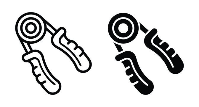 Hand gripper icon set for forearm strength training fitness equipment workout tool hand strengthener exercise gear gym accessory hand gripper