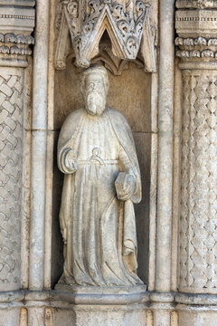 Statue of Apostle on the portal of the Cathedral of Saint James in Sibenik, Croatia