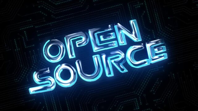 Open Source Glossy 3D Technological Title With Circuit Background