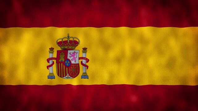 Spain National Flag Waving Animation With Realistic Fabric Texture. 4K Seamless Loop Of The Spanish Flag With Realistic Fabric Movement, Patriotic Symbol. Independence And National Pride Concept.