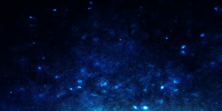 An abstract visualization of bioluminescent plankton or cosmic dust illuminating the deep blue ocean or outer space with a mesmerizing, ethereal glow.