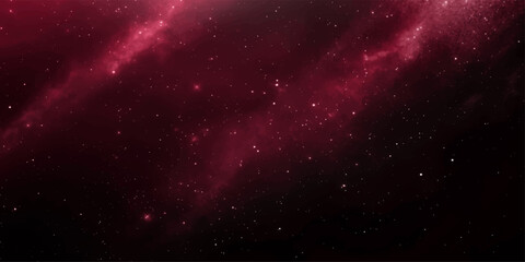 Deep crimson nebula clouds and twinkling stars create a breathtaking cosmic panorama, evoking a sense of wonder and infinite possibility. © RD Visuals