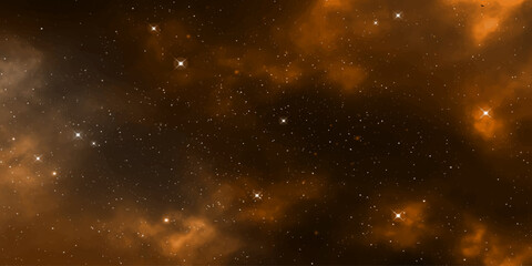 An abstract artistic representation of deep space, featuring nebulae and distant stars, rendered in warm tones of orange and brown. © RD Visuals