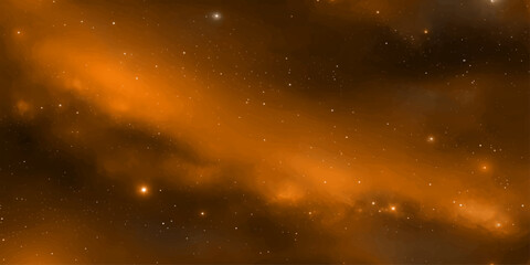 An abstract, cosmic nebula in vibrant orange hues, dotted with twinkling stars, evokes a sense of wonder and the vastness of space. © RD Visuals