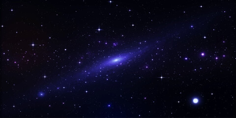 A breathtaking view of a distant spiral galaxy glowing in the deep velvet void of space, surrounded by countless twinkling stars in the vast universe. © RD Visuals