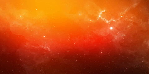 A mesmerizing nebula, swirling with vibrant hues of orange, red, and gold, dotted with distant stars, creating a breathtaking cosmic spectacle. © RD Visuals