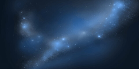 A swirling galaxy of luminous blue nebulae and distant stars creates a breathtaking cosmic vista, evoking a sense of wonder and infinite possibility. © RD Visuals