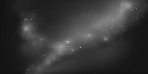 Abstract galaxy nebula with glowing light streaks and particles in grayscale. © RD Visuals