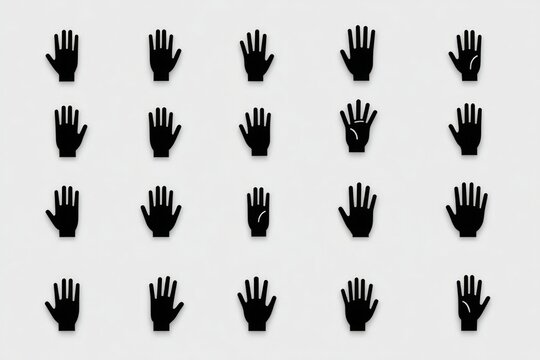 Minimal raised-hand silhouette icons set--symbolic toolkit for design or branding across human rights campaigns