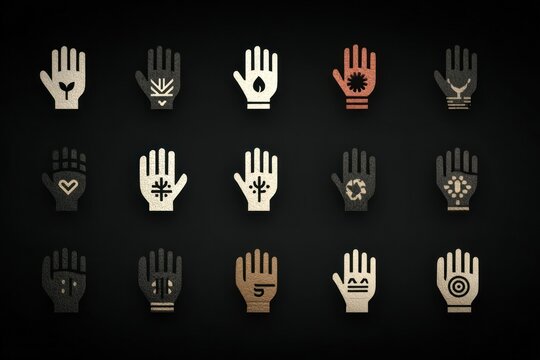 Minimal raised-hand silhouette icons set--symbolic toolkit for design or branding across human rights campaigns