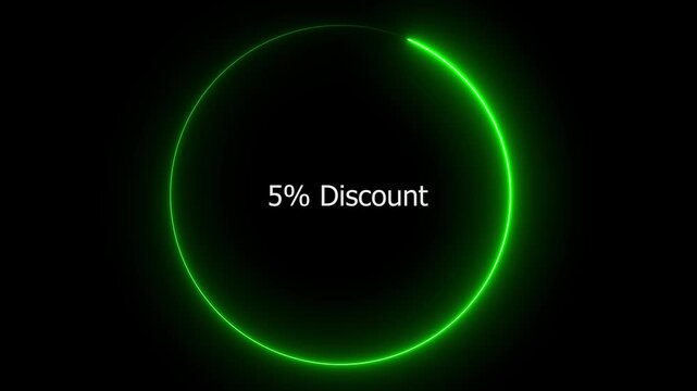 Glowing neon 5% Discount Animation. suitable for promotion, business, 5%, percentage text sign with light effects. business offer, discount concept.