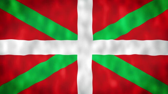 Basque Country National Flag Waving Animation With Realistic Fabric Texture. 4K Seamless Loop Of The Basque Flag With Realistic Fabric Movement, Cultural Identity And Heritage Concept.