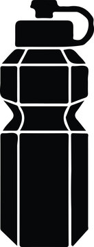 Sport water bottle silhouette, geometric fitness shaker or outdoor adventure hydration flask vector icon.