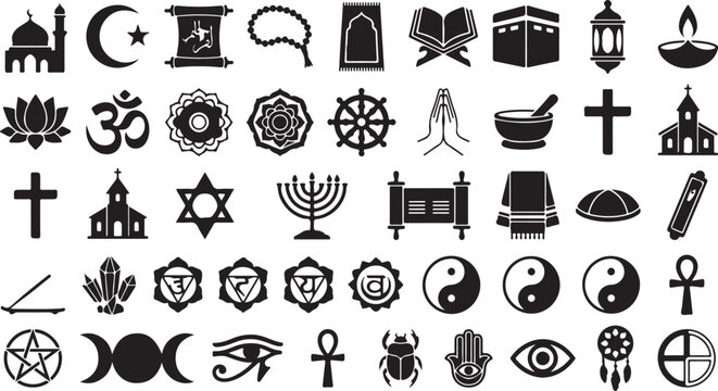 Black religion and spirituality icon set vector