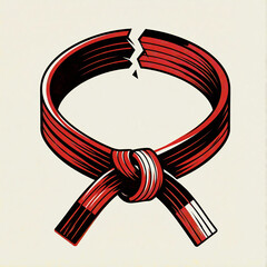 Obraz premium karate knock broken red belt symbol of martial arts achievement